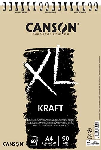 CANSON XL SKETCH PAD Kraft Brown Brown, 90 g/m2, 60 folhas por almofada Espiral na borda curta 210 x 309 mm marrom claro