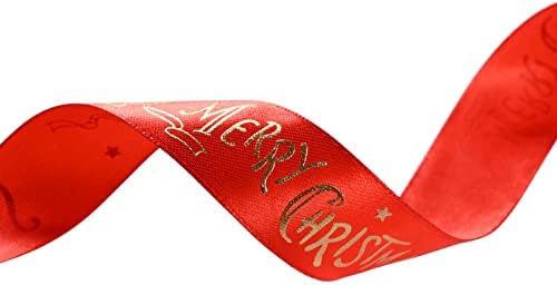 Fuvarie Gold Wired Red Poly Fabric Ribbon para grinaldas de natal Swags Garland Tree Party Decoration Craws Faça embalagem de presentes