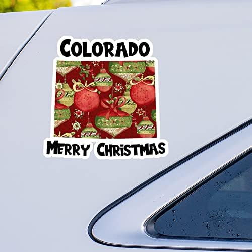 Adesivos de natal estadual do Colorado Merrry Natal Colorado mapa de carro decalque decalque de Natal Janela decalque