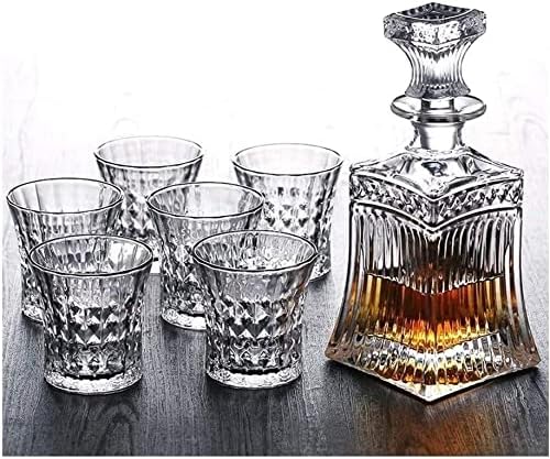 Whisky Decantador Whisky Decanter Wine Decanter 5pc Crystal Whisky Decanter & Whisky Glasses Set Crystal Decanter Set com 4 copos em decoração de licor de caixa de presente elegante exclusiva