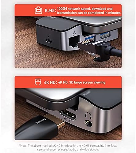 Chysp 9 em 1 USB C Hub Tipo C Hub para 4KHD RJ45 Jack 3.5 Adaptador PD Multi USB 3.0 para MacBook Pro USB-C Tipo C Hub