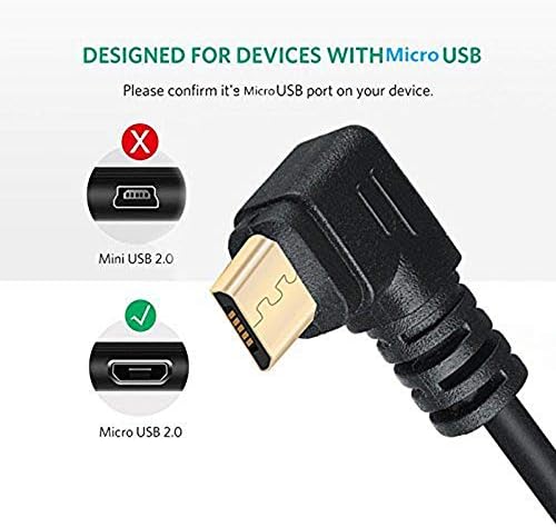 MXTECHNIC Micro USB Cabo de dados de 5,9 polegadas 90 graus ângulo esquerdo USB 2.0 Um homem para microb ângulo esquerdo e esquerdo para sincronizar smartphones, GPS, discos rígidos externos