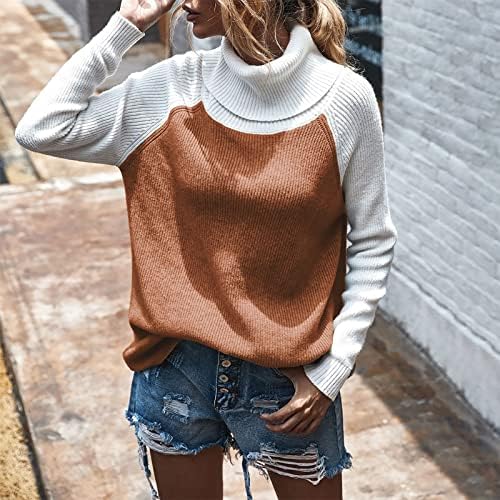 Sweater Fragarn para mulheres sexy, moda casual feminina solta quente casual impressão de gola alta suéter malha