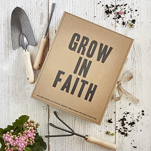 Brands Creative Book Box Box Gift Set By Faithworks, 3 peças, Garden Tools-Grow in Faith