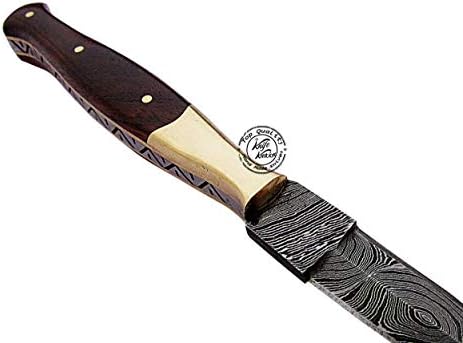 Linda faca de caça de punhal de madeira de madeira de rosa de rosa, borda dupla, qualidade prima