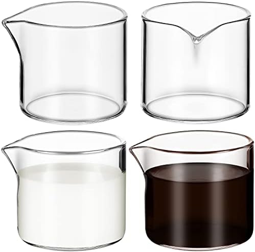 4 PCs Pequeno cremador de vidro jarro leite jarro jarro mini jarro de café transparente jarro de café com vidro leite leite choper jarro de vidro jarro jarro jarro para café com leite