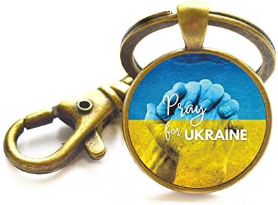 Ore pela Ucrânia, Pray Keychain, Jóias da Ucrânia, Stand With Ucrânia Keychain, Anel de chave de bandeira da Ucrânia, KeyChain