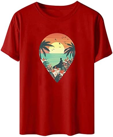 Sunshine t-shirt feminino praia coco árvores de camisa gráfica de manga curta Tops de férias de verão de verão