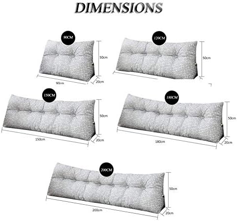 Almofada de cunha triangular HHXX, travesseiro de cama de leitura de cama, cabeceira de cabeceira de cama de cama de leito de cama, travesseiro de leitura, tampa lavável removível lombar estofada 3 200cm