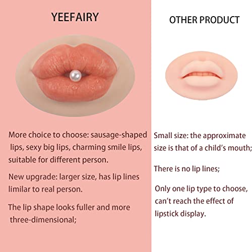 Yeefairy Big 3D Lips de silicone realistas para a prática de maquiagem, novos lábios de atualização falsos, mannequim de