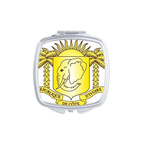 Coate d'ivoire nacional emblema country espelho portátil compacto maquiagem de bolso de dupla face de vidro