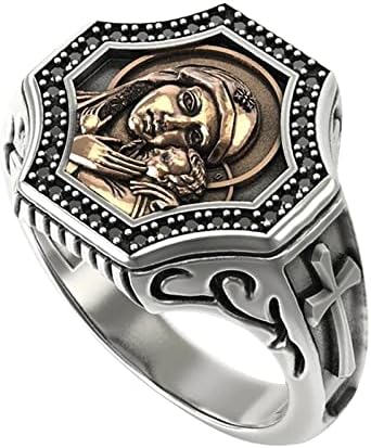 Anéis de aço inoxidável para mulheres anel de prata vintage Antigo e mãe e bebês Band Ring Jewelry
