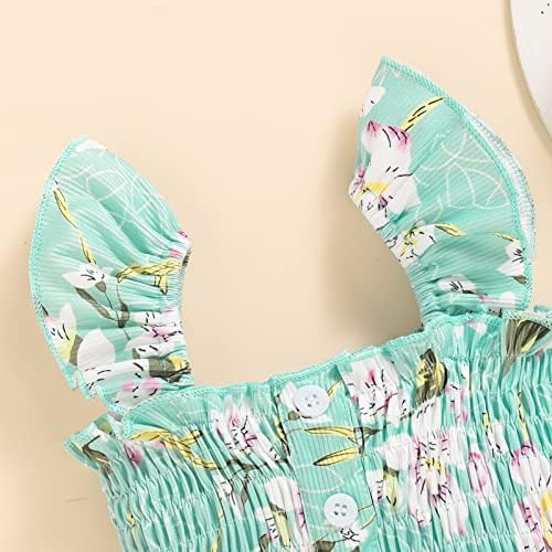 Voyoao Summer Toddler Girls Girls sem mangas estampas florais colete calças roupas de bebê