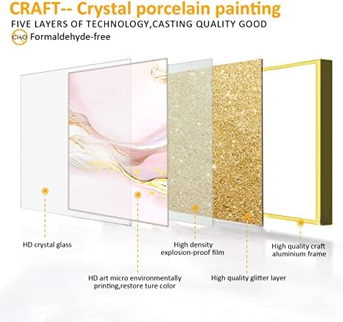Sala de estar Golden Glitter Craft Abstract Pink Wall Art Decor Pictures, Landscape Grandscape Quajle