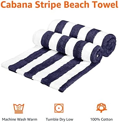 Basics Cabana Stripe Beach Towel - pacote de 4, azul marinho
