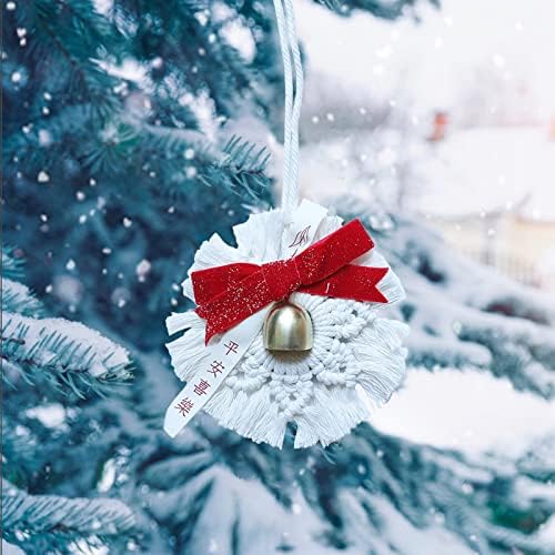 Janela de vitrais de vidro Birds Christmas Snowflake Pinging Pingente de Ano Novo Tardela Tecido Parede pendurada Decoração do Bell