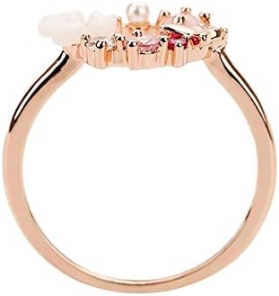 Wybaxz tamanho 15 anéis para mulheres anel de ouro rosa de borboleta simples e delicada design adequado para todas as ocasiões