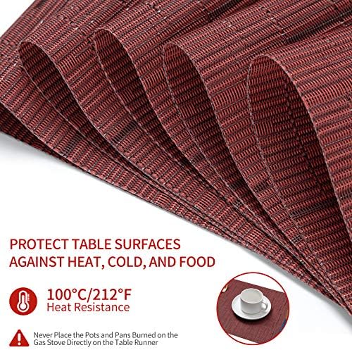 Senday Placemats Conjunto de 6 e conjunto de corredores de mesa, lavável Fácil Fazenda de PVC resistente a calor Moderno para várias