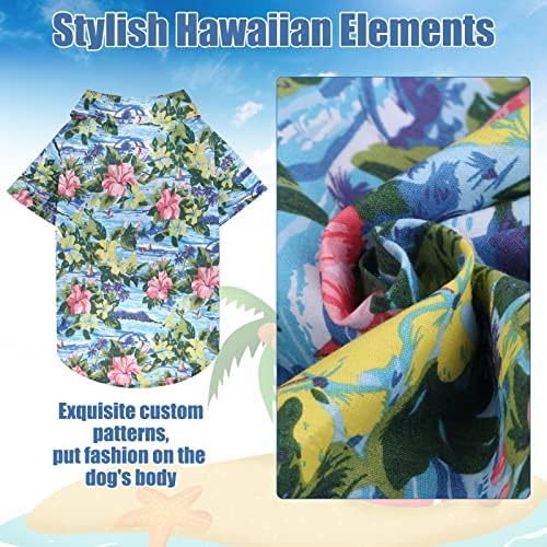 Expawlorer Dog Hawaiian Shirt - Pet Summer Polo T camisetas vestuário com roupas respiráveis ​​impressas e impressas havaianas com lapela para gato de cachorro grande e médio