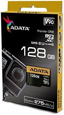 Adata Premier One 64GB SDXC UHS-II U3 ​​Class10 V90 3D NAND 4K 8K Ultra HD 275MB/S Micro SD Cartão com adaptador