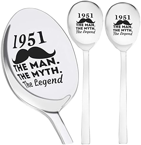 Homem, Myth Myth Legend Desde 1951 70 71 anos 70º aniversário 8 ICNH Coffee Spoon | Conjunto de 3 colher de sobremesa
