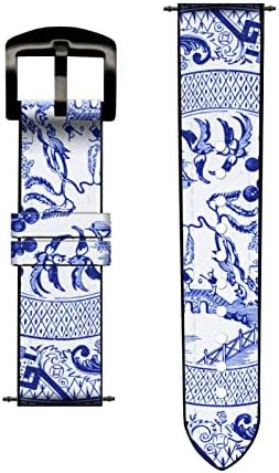 CA0435 Willow Pattern Graphic Leather Smart Watch Band Strap for Wristwatch smartwatch smart watch size