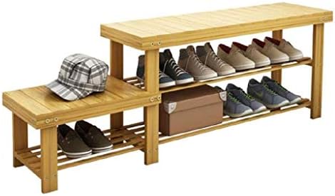WSZJJ Bamboo Rack de armazenamento de sapatos com assento, bancada de sapatos de duas camadas Rack de armazenamento