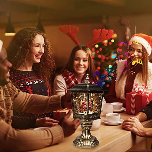Vitakeo [360 ° Girando] Lanterna de Globo de Neve de Natal, Lanterna de Água Glitter Glitter com Papai Noel e Ornamento de Sleigh