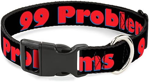 Collar de clipe de plástico - 99 Problemas preto vermelho - estreito 6-9