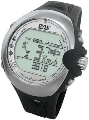 Pyle Pski2 Skiing Digital Watch com relógio, modo de esqui, altímetro, barômetro, bússola, maré, termômetro e temporizador
