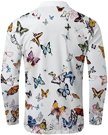 XXBR Men's Lapeel V Camisetas de pescoço, outono de manga comprida Butterfly Casual Camisa Henley Athletic Sports Golf