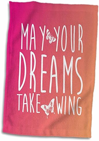 3drose pode seus sonhos levarem as wing- magenta e a tipografia de pêssego - toalhas