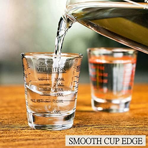 Copos de tiro de champanhe de uísque, 30 ml / 60ml / 90ml de copos de tiro de copo de 6, medindo copo líquido de copo de vidro pesado líquido copos de vidro de vidro de vidro