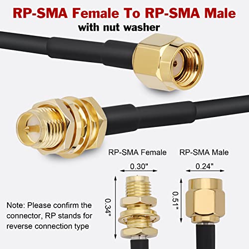 Capchang 10ft RP-SMA Male para RP-SMA Cabo de Extensão da Antena Feminina RG174 Cabo Coaxial de baixa perda para o roteador Wi-Fi Câmera de rede sem fio Câmera IP Mini PCI Express PCI-E Adaptador de rede