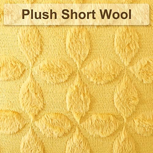 Conjunto otostar de 2 macush lã de lã curta Tampas de almofadas de arremesso de veludo de lã curta com capas de almofada de padrão de flores 3D - Couch Sofá Capas de travesseiro para sala de estar - amarelo 16x16 polegadas