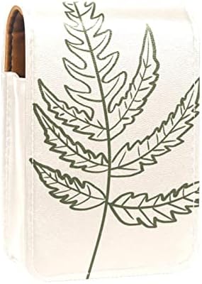 Caixa de batom oryuekan com espelho bolsa de maquiagem portátil fofa bolsa cosmética, folhas de padrão simples modernas