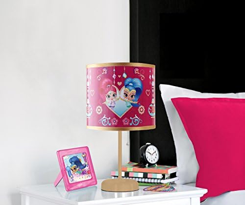 Ideia Nuova Shimmer e Shine Kids Room Stick Table Lamp com corrente de tração, tonalidade decorativa impressa com tema