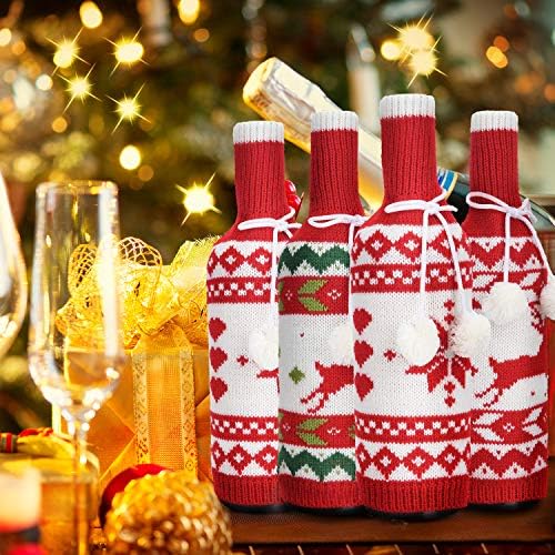 Xudhah Christmas Wine Bottles, bolsas de garrafa de vinhos feitas à mão para decorações de Natal, sacolas de presente reutilizáveis