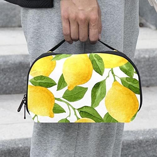 Bolsa de maquiagem de limão de frutas cítricas amarelas para bolsa de organizador de viagem portátil para bolsa portátil