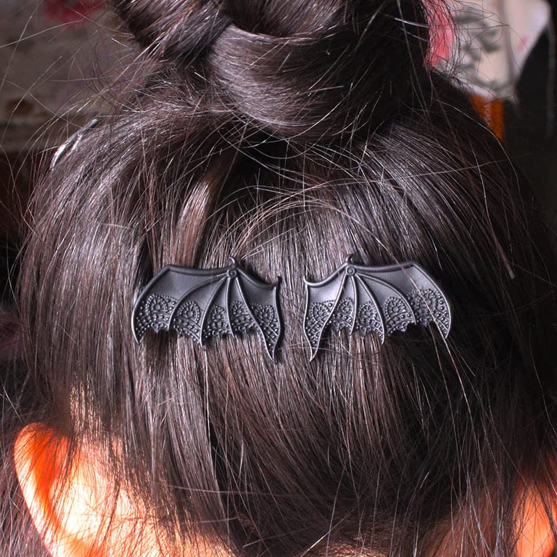 Halloween Gótico de cabelo de morcego Acessórios para meninas de metal asas de metal barretas de cabelo preto clipes de cabelo de cabelo gótico