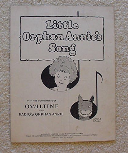 Canção do pequeno órfão Annie .1931. Partituras -Chave 1ª Ovaltine Premium Ori VG
