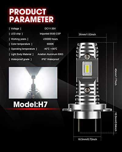 Os faróis de LED PCVBMLAUT ajustados para Ram Promaster 1500 2500 3500, H7 Bulbos de substituição de feixe de feixe baixo H7 H7,