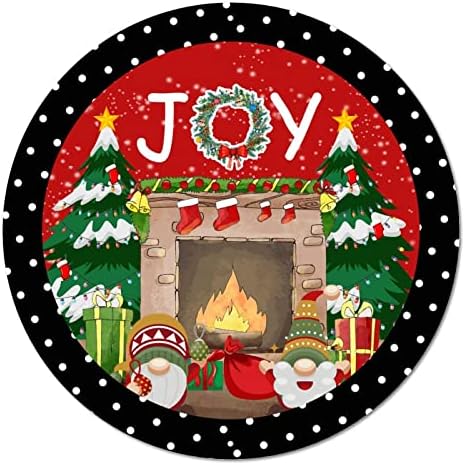 Feliz Natal Wrinalh Joy Gnomos Vintage redonda de metal sinal de metal sinalização de poster de metal círculo placa placa de porta nostálgica Pub Sign Placa Retro Wreath Sign para o Natal