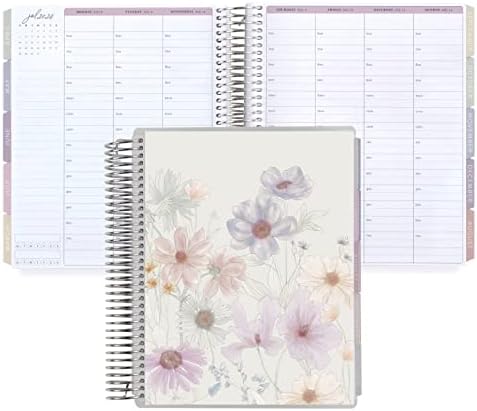 7 x 9 Platinum Spiral Spiral Life Planner - Flowers Classic Cover + Páginas internas de flores silvestres. Agenda de Erin Condren, semanalmente