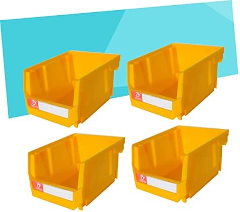 CIIEEO 4PCS Caixa de plástico Organizador de plástico Caixa de pegboard kit de componente componente de componente de componente Caixa de ferramentas plástico caixa de ferramentas Caixa de ferramentas Caixa da caixa de prateleira traseira Montagem de peças de pegboard amarelo Armazenamento de pe