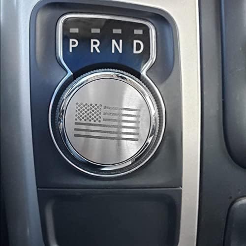 American Car Craft Dial Dial Shifter Trim Plate Stated, escovado inoxidável - estilo de bandeira dos EUA gravado