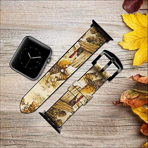 CA0238 Country French Country Couro e Silicone Smart Watch Band Strap para Apple Watch Iwatch Tamanho 42mm/44mm/45mm