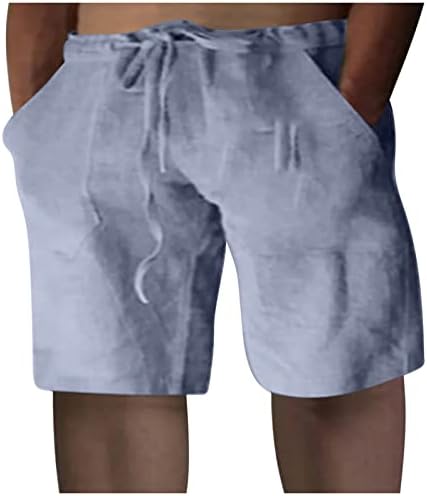 Shorts de linho de algodão wenkomg1 para homens, shorts de praia leves leves no verão de pijama estampado casual PJ troncos