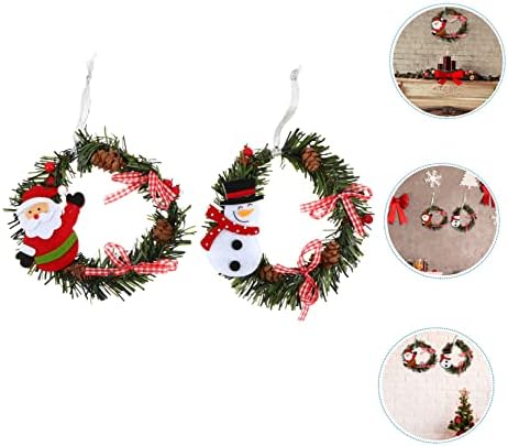 Toyvian 2pcs Christmas Wreath Ornament Wall Decor Holding Decor Feliz Christmas Wreath Christmas Garland não tecida Flores