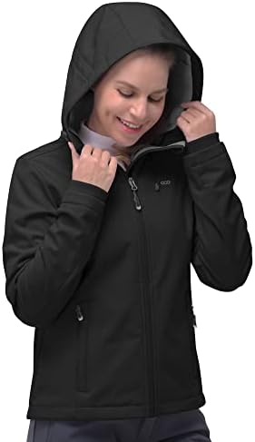 Jaqueta feminina de 33.000 pés, lã de jaqueta quente forrada à prova de vento com capuz para caminhadas ao ar livre